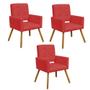 Imagem de Kit 03 Poltrona Cadeira Decorativa  Hit Pé Palito Sala de Estar Recepção Escritório Suede Vermelho - Damaffê Móveis