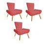 Imagem de Kit 03 Poltrona Cadeira Decorativa  Nani Sala de Estar Recepção Escritório Consultório Suede Vermelho - Damaffê Móveis