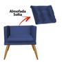 Imagem de Kit 03 Poltrona Cadeira Milena Confort Com almofada Sala Recepção Escritório Pé Caramelo Suede Azul Marinho - DAMAFFÊ MÓVEIS
