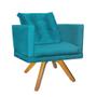 Imagem de Kit 03 Poltrona Milena Confort Base Giratória Caramelo Com Almofada Sala Recepção Escritório Suede Azul Turquesa - DAMAFFÊ MÓVEIS