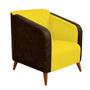 Imagem de Kit 03 Poltrona Silmara Compose material sintético Nozes Decorativa   Pés Madeira 2 Lugares Sala de Estar Recepção Escritório Consultório Suede Amarelo - Damaffê 