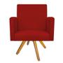 Imagem de kit 03 Poltronas Arenzza Base Giratória de Madeira Suede Vermelho - KDAcanto Móveis