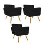 Imagem de Kit 03 Poltronas Cadeira Decorativa Cloe  Pé Palito Para Sala de Estar Recepção Escritório Suede Preto - KDAcanto Móveis