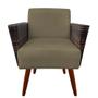 Imagem de Kit 03 Poltronas Chanel Braça Tramada Pés Palito Suede Marrom Rato - D'Classe Decor