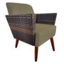 Imagem de Kit 03 Poltronas Chanel Braça Tramada Pés Palito Suede Marrom Rato - D'Classe Decor