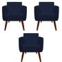 Imagem de Kit 03 Poltronas Decorativa Duda Suede Azul Marinho - D'Classe Decor