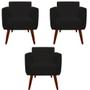 Imagem de Kit 03 Poltronas Decorativa Duda Suede Preto - D'Classe Decor