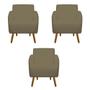 Imagem de Kit 03 Poltronas Decorativa Laura Pés Palito Suede Marrom Rato - D'Classe Decor