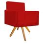 Imagem de kit 03 Poltronas Decorativas Arenzza Base Giratória de Madeira Corano Vermelho - KDAcanto Móveis