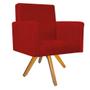 Imagem de kit 03 Poltronas Decorativas Arenzza Base Giratória de Madeira Suede Vermelho - DAMAFFÊ MÓVEIS