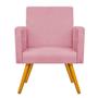 Imagem de kit 03 Poltronas Decorativas Arenzza Palito Mel Suede Rosa Bebê - KDAcanto Móveis