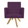 Imagem de kit 03 Poltronas Decorativas Beatriz Base Giratória de Madeira Suede Roxo