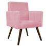 Imagem de kit 03 Poltronas Decorativas Beatriz Palito Tabaco Suede Rosa Bebê