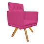 Imagem de kit 03 Poltronas Decorativas Fernanda Base Giratória de Madeira Corano Pink