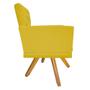 Imagem de kit 03 Poltronas Decorativas Fernanda Base Giratória de Madeira Suede Amarelo