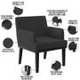 Imagem de Kit 03 Poltronas Decorativas Sala de Estar Base Preto Beatriz W01 Bouclê Preto - Lyam Decor