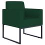 Imagem de Kit 03 Poltronas Decorativas Sala e Recepção Base Fixa Metal Helô L02 Suede Verde Musgo - Lyam Decor