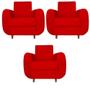 Imagem de Kit 03 Poltronas Golden Pés Palito Suede Vermelho  - D'Classe Decor