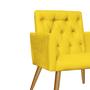 Imagem de Kit 03 Poltronas Nina Capitonê Decorativa Sala de Estar Recepção Suede Amarelo - Ahz Móveis