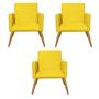 Imagem de Kit 03 Poltronas Nina Decorativa Sala de Estar Recepção Suede Amarelo - Ahz Móveis