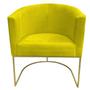 Imagem de Kit 03 Poltronas Paola Base de Ferro Sued Amarelo - D'Classe Decor