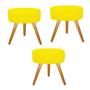 Imagem de Kit 03 Puff Sofia Redondo Decorativo  Pé Palito Sala de Estar Recepção Escritório Suede Amarelo - Damaffê Móveis