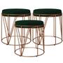 Imagem de Kit 03 Puffs Decorativo Aramado Bronze Zaya L02 Suede Verde Musgo - Lyam Decor