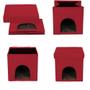 Imagem de Kit 03 Puffs Pet Baú Casinha Desmontável Dobrável Suede Vermelho 38x38 M01 - Lyam Decor