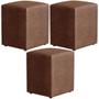 Imagem de Kit 03 Puffs Quadrado L02 Decorativo material sintético Marrom - Lyam Decor