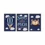 Imagem de Kit 03 Quadros 30x20 para Quarto de Bebê  - Azul Escuro