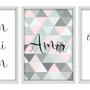 Imagem de Kit 03 Quadros Decorativos "Frases Amor" 43x33 cm - D'Rossi