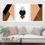 Imagem de Kit 03 Quadros Decorativos Geométrico Marrom E Preto