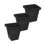 Imagem de Kit 03 Vasos Rattan Quadrado 14 Litros Vaso Reforçado Para Flores Jardim Decoração - Preto