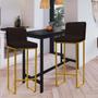 Imagem de Kit 04 Banqueta Alta Com Encosto Lucca -60cm chão até o assento Industrial Ferro Dourado material sintético Marrom - Ahz Móveis