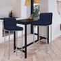 Imagem de Kit 04 Banqueta Alta Com Encosto Lucca -60cm chão até o assento Industrial Ferro Prata Suede Azul Marinho - Ahz Móveis