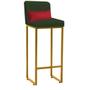 Imagem de Kit 04 Banqueta Alta com Encosto Lucca Industrial Cozinha Balcão Ferro Dourado Suede Verde e Almofada Vermelho - Ahz Móveis