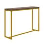 Imagem de Kit 04 Banqueta Alta Eliza Com 01 Mesa Bistrô Mavie Industrial Ferro Dourado 100% MDF Caramelo - Ahazzo Móveis