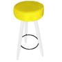Imagem de Kit 04 Banqueta Alta Flora Pés Palito em Madeira Branco para Bar Bistrô Cozinha  material sintético Amarelo - Damaffê Móveis