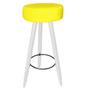 Imagem de Kit 04 Banqueta Alta Flora Pés Palito em Madeira Branco para Bar Bistrô Cozinha  material sintético Amarelo - Damaffê Móveis