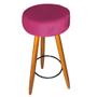 Imagem de Kit 04 Banqueta Alta Flora Pés Palito em Madeira Caramelo para  Bar Bistrô Cozinha  Suede Pink - Damaffê Móveis