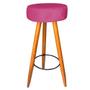 Imagem de Kit 04 Banqueta Alta Flora Pés Palito em Madeira Caramelo para  Bar Bistrô Cozinha  Suede Pink - Damaffê Móveis