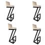 Imagem de kit 04 banqueta Alta Z Base De Ferro Suede Bege - D'Classe Decor