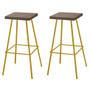 Imagem de Kit 04 Banquetas Alta Eliza 75cm Industrial Para Cozinha Ferro Dourado 100% MDF Freijó - Ahazzo Móveis