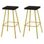 Imagem de Kit 04 Banquetas Alta Eliza 75cm Industrial Para Cozinha Ferro Dourado 100% MDF Preto - Ahz Móveis