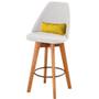 Imagem de Kit 04 Banquetas Alta Maya Giratória Com Encosto Gourmet Linho Bege e Almofada Suede Amarelo - Aurora Line