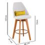 Imagem de Kit 04 Banquetas Alta Maya Giratória Com Encosto Gourmet Linho Bege e Almofada Suede Amarelo - Aurora Line