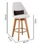Imagem de Kit 04 Banquetas Alta Maya Giratória Com Encosto Linho Bege Claro e Almofada Suede Marrom - Aurora Line