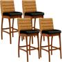 Imagem de Kit 04 Banquetas Altas Cozinha Sala Jantar Fixa Mila B04 Sintético Whisky Sintético Preto - Lyam Decor