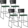 Imagem de Kit 04 Banquetas Altas Sala Jantar Fixa Allana L02 Sintético Preto Sintético Verde Musgo - Lyam Decor