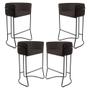 Imagem de Kit 04 Banquetas Decorativas Fixa Base de Aço Preto Betina D02 Corano Marrom C-34 - Lyam Decor